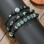 Ethnic Bead Bracelet for Men Boys,Layered African Pine Bead Wristband,Punk Jewelry Gift