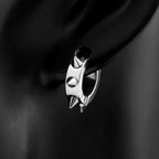Stainless Steel Spiked Huggie Hoop Earrings for Men Women Black Punk Cone Rivet Spike Clicker Earrings Gothic Rock Jewelry Gift