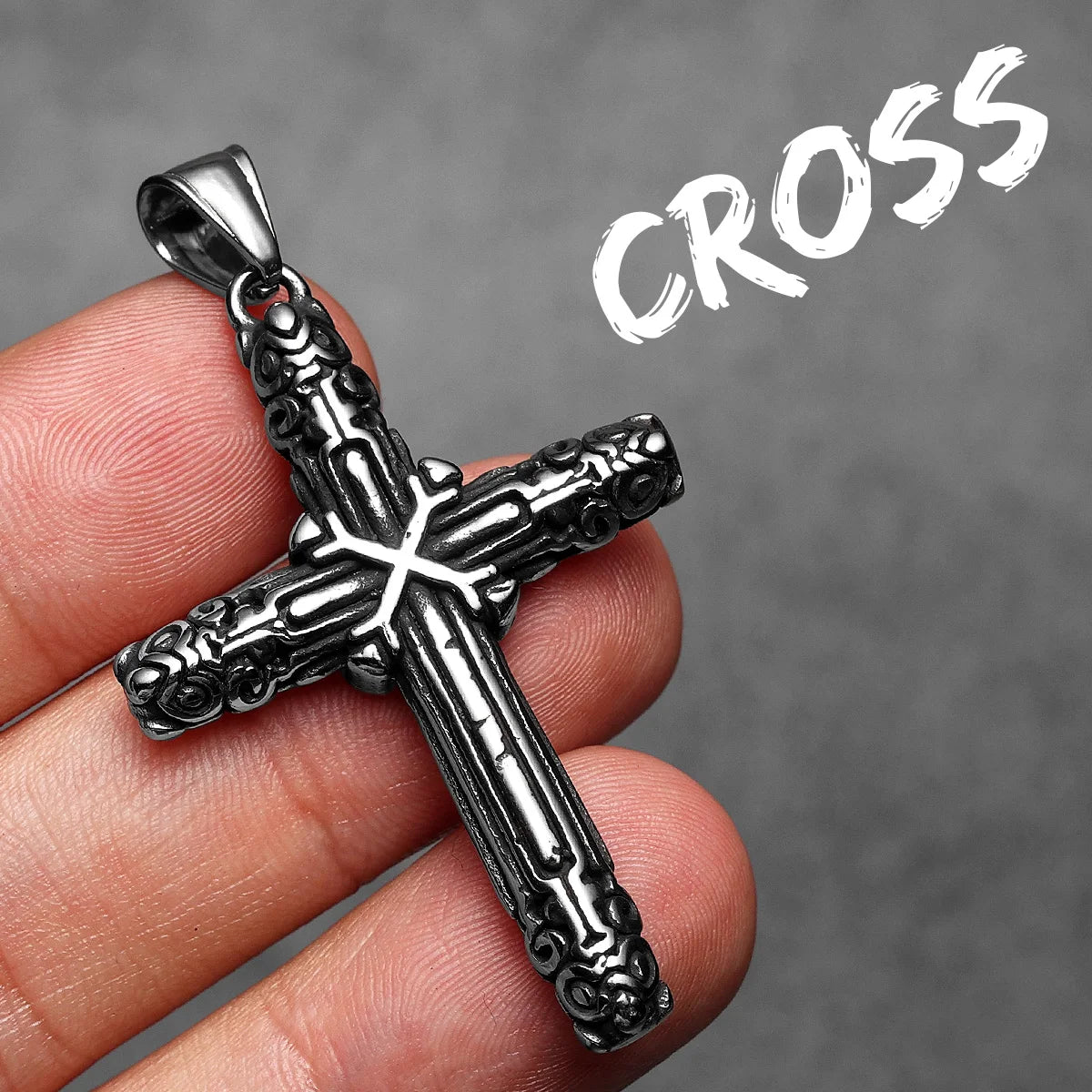 PENDRA Cross Carving Steel Necklace