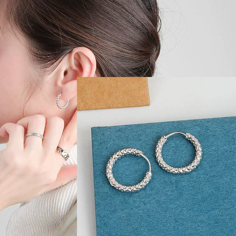 VENTFILLE Vintage Punk 925 Stamp Earrings for Women Girl Creative Twist Winding Geometric Handmade Party Silver Color Jewelry