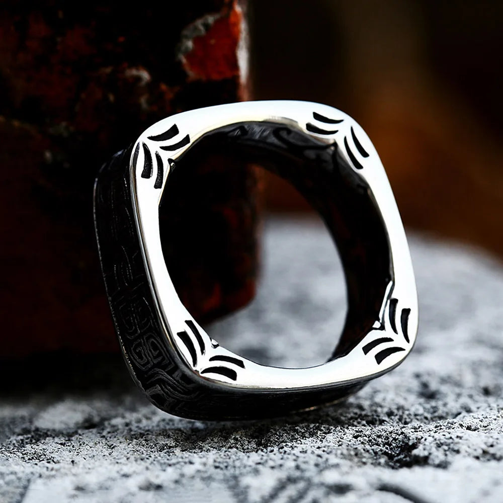 PENDRA Squareforge Embossed Pattern Ring