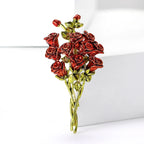 PENDRA Rosalia Red Rose Flower Brooch