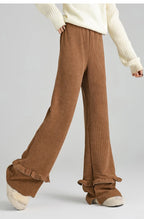 Solid corduroy micro flared pants women's winter wide leg casual high waisted narrow version straight leg sweatpants