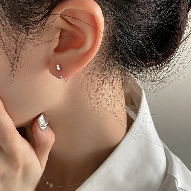 PENDRA Geometry Hoop Sterling Earrings