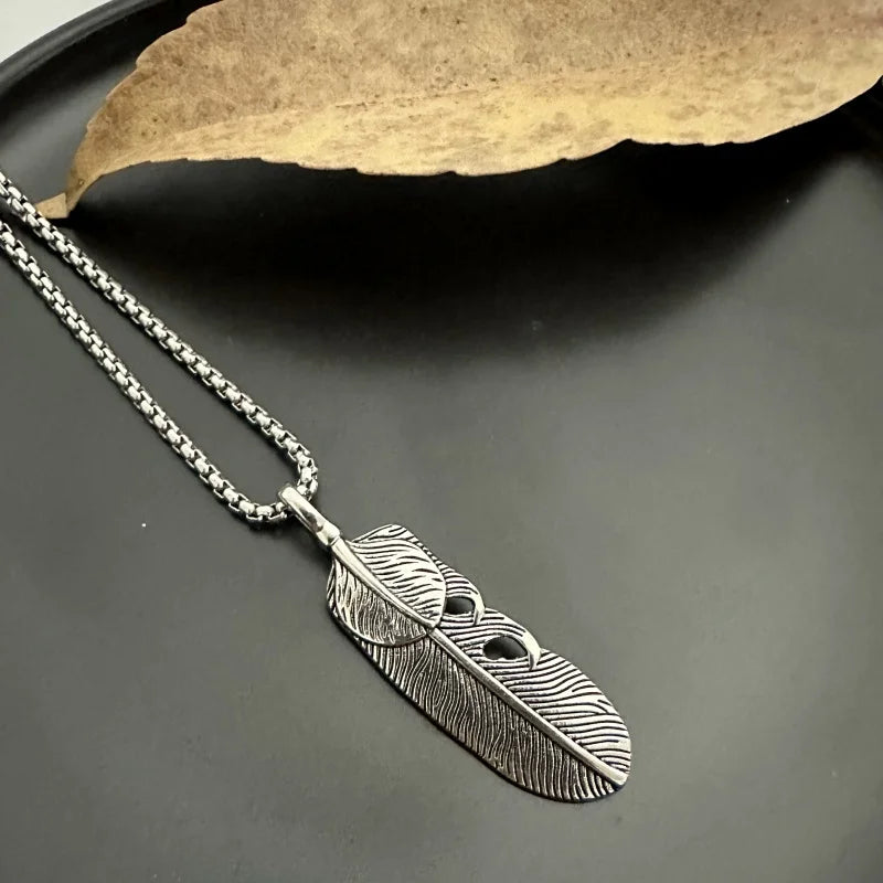 PENDRA Featherprint Stainless Steel Feather Pendant