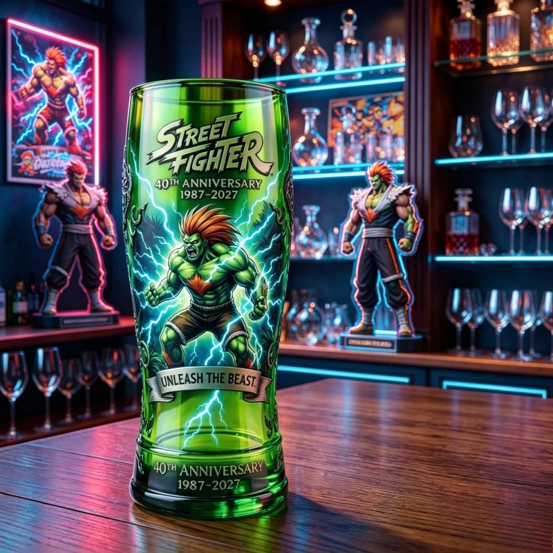 SF Blanka Themed Anniversary Beer Mug Glass Collectible Decor