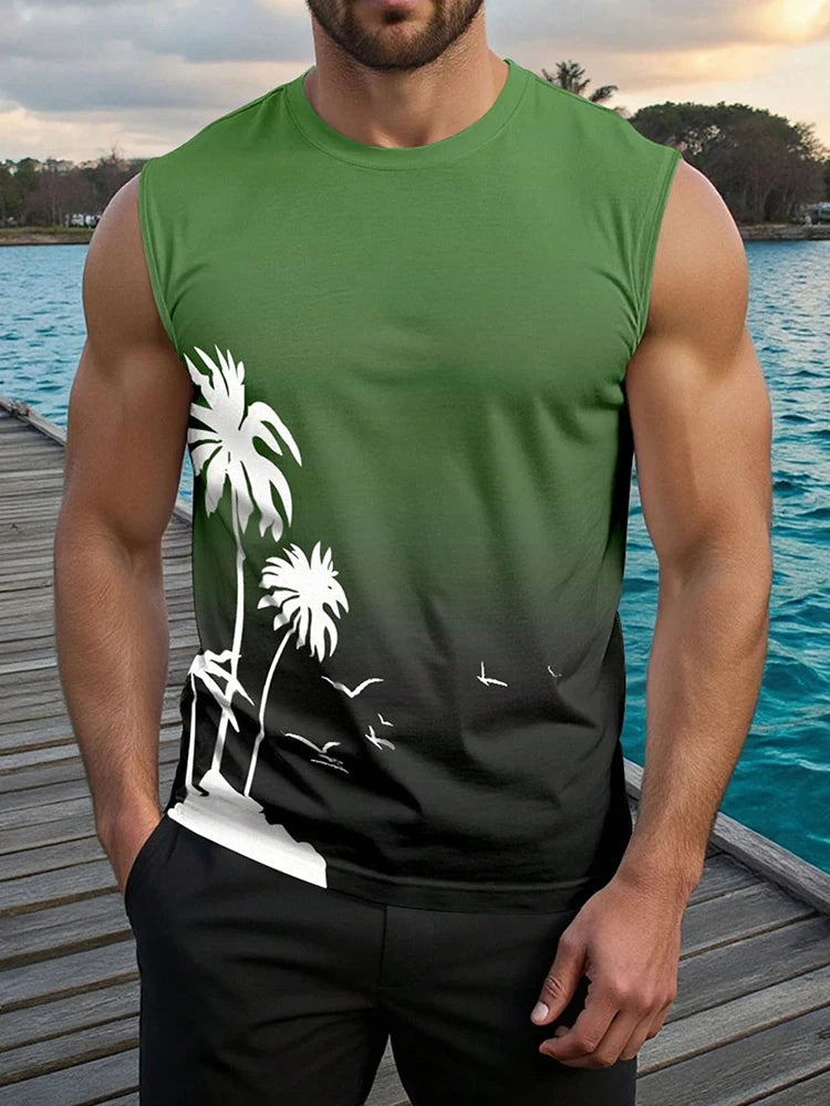 PENDRA Sports Sleeveless Hawaiian Seaside T-Shirt