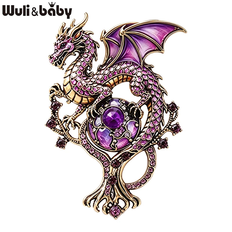PENDRA Dragon US-Flag Animal Brooch