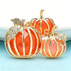 PENDRA Harvest Pumpkin Enamel Rhinestone Brooch