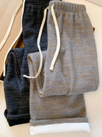 Lazy style wide leg pants women in winter elastic waistband slimming loose and hanging straight leg floor length pants