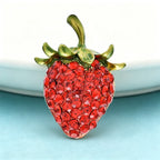 PENDRA Strawberrya Shining Rhinestone Strawberry Brooch