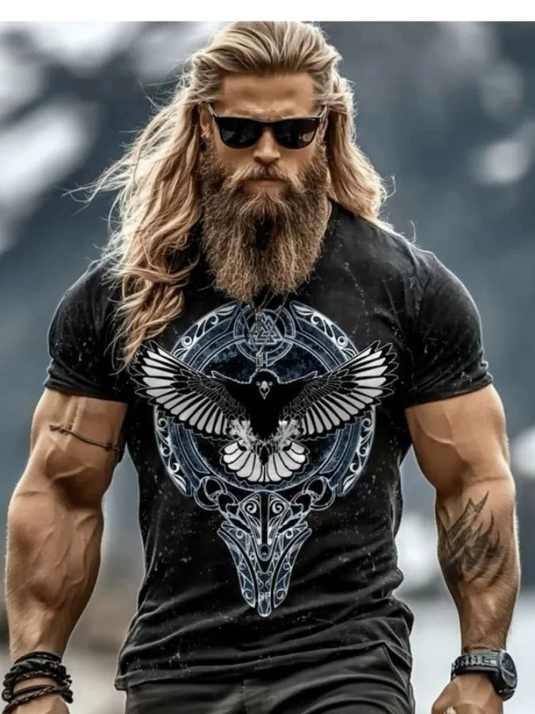 PENDRA Nordic Rune Printed Short-Sleeve T-Shirt