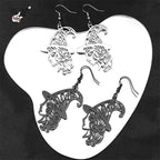 Witch Girl Hat Flower Drop Earring for Women Stainless Steel Black Silver Color Hollow Wicca Halloween Earrings Jewelry