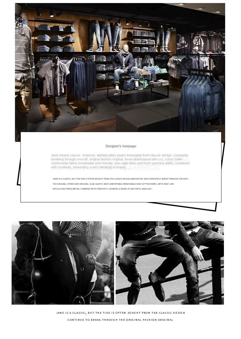 Designer Men's Jeans Luxury Fashion Slim Fit Denim Jeans Stylish korean and Casual Spring and Autumn Look Casual Pencil Pants