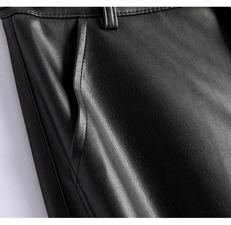 PENDRA Slim Straight High Waist PU Leather Pants