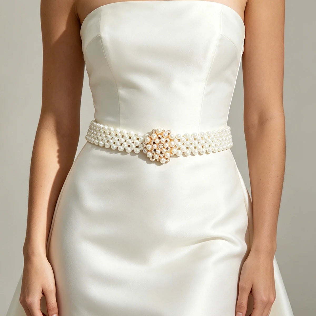 Luxury Fashion Pearl Rhinestone Pearl Waist Belt Female Korean Fashion wedding Dress Decoritive Elegant Women's Wide Waist Chain