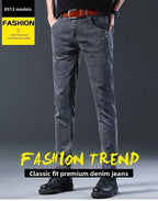 Denim Winter Velvet Thickened Slim-fitting Small Feet Elastic Casual Warm Men's Pants Cotton Trousers Jeans for Men Streetwear