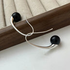 PENDRA Black Agate Sterling Silver Earrings