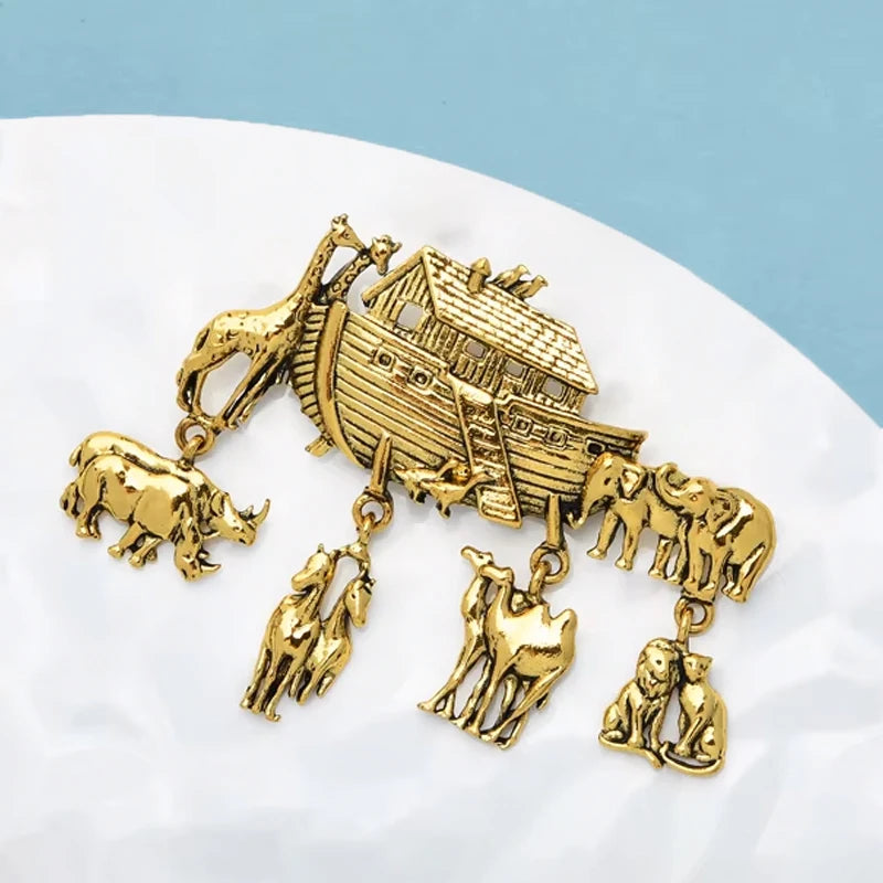 PENDRA Noah's Ark Animal Scene Brooch