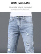 Luxury Summer Designer Korean Classic Streetwear Cowboy Pants for Men Fashionable and Comfortable Boyfriend Skinny Jeans Men