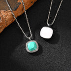 PENDRA Square Stone Black Pendant Necklace