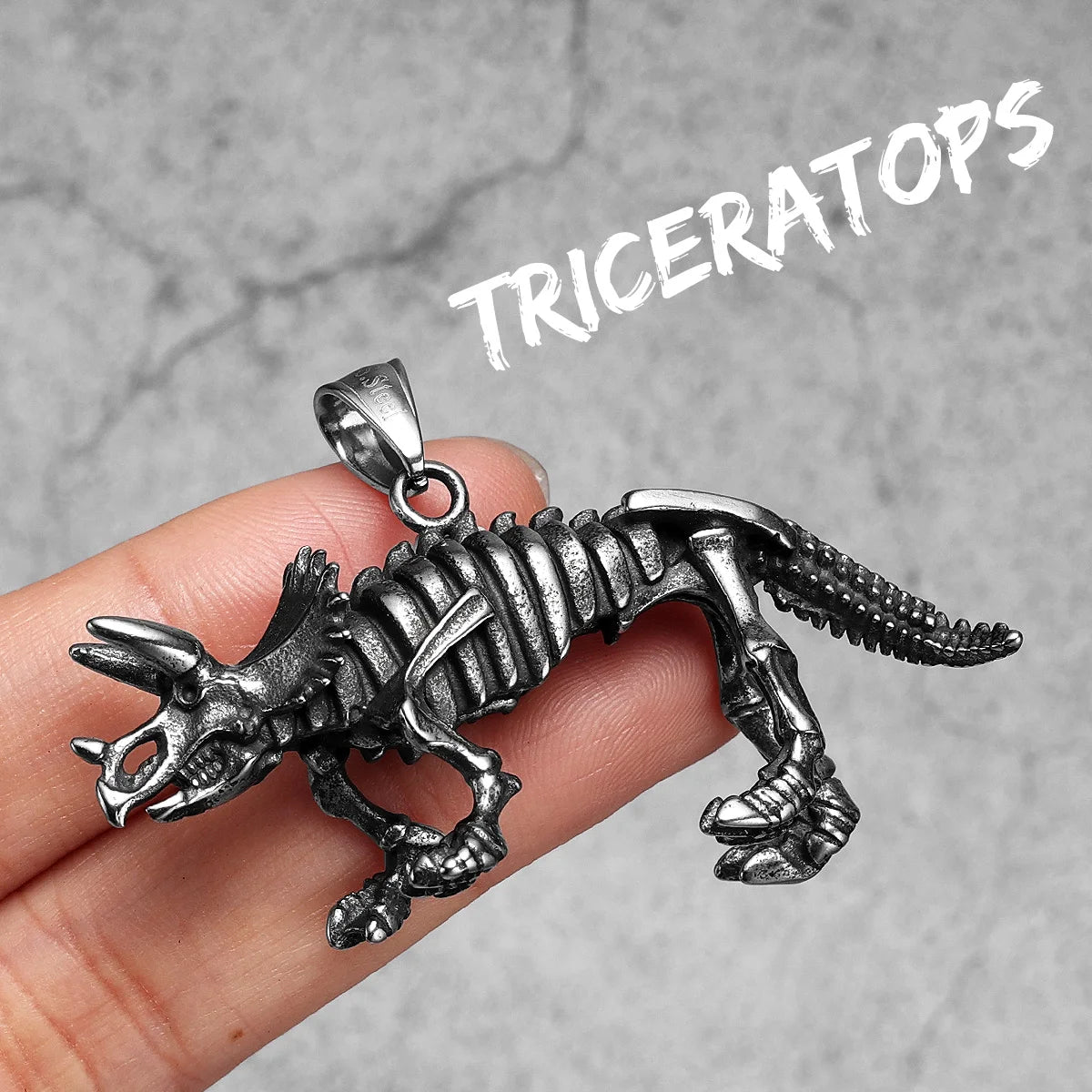 PENDRA Triceratops Dinosaur Skull Steel Necklace