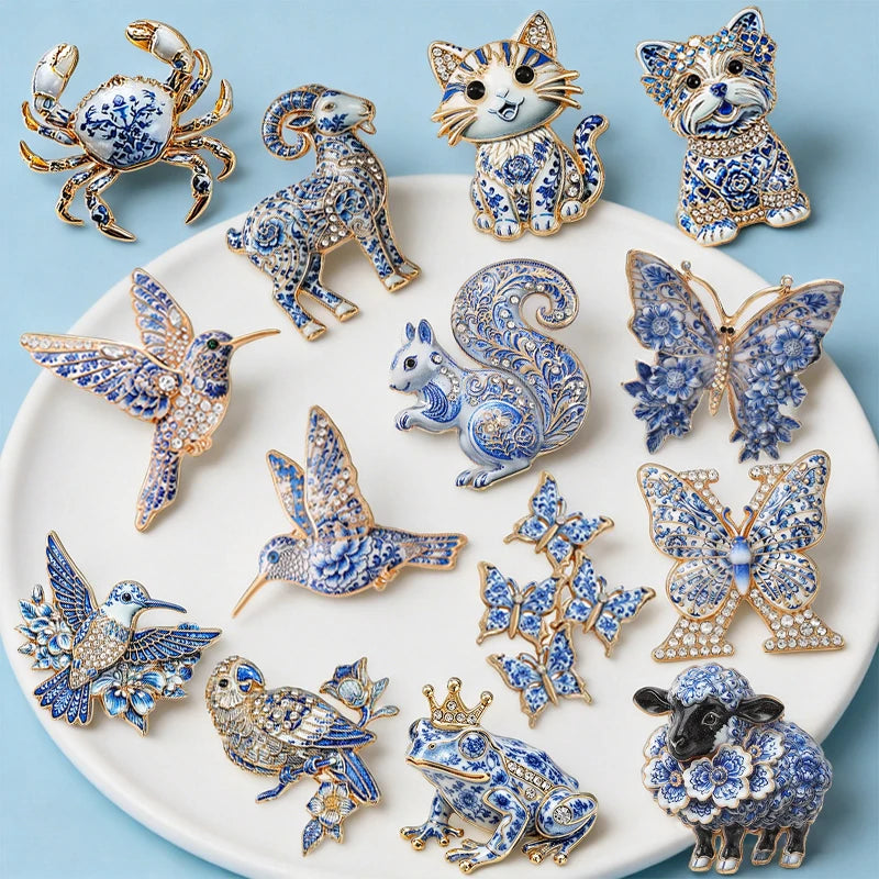PENDRA Porcelain Animal Collection Brooch