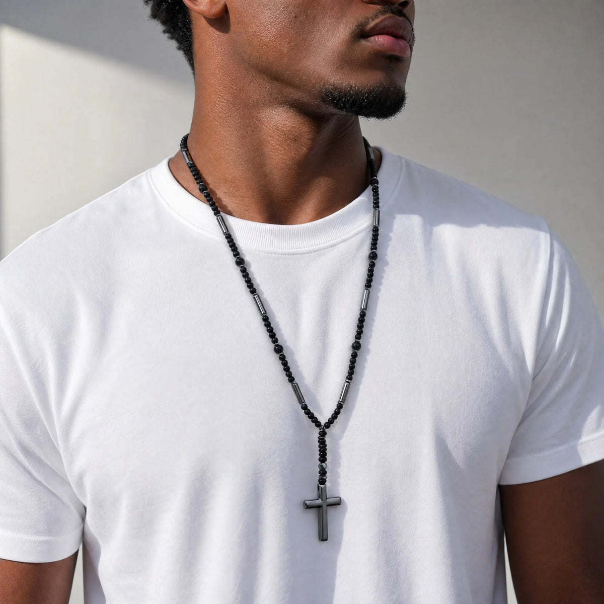 PENDRA Cross Beaded Rosary Rosary Necklace
