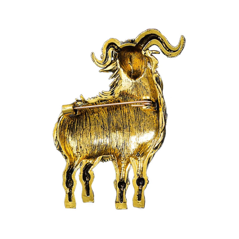 PENDRA Noble Goat Crystal Animal Brooch
