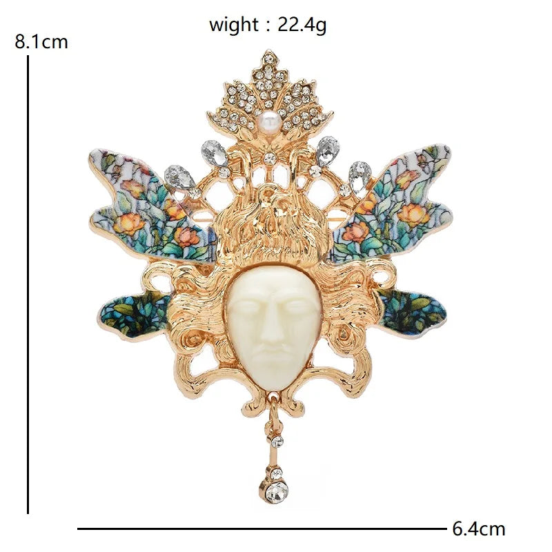 PENDRA Sylphina Retro Forest Elf Face Brooch