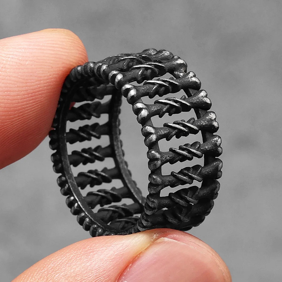 PENDRA Bone Rock Minimalism Steel Ring