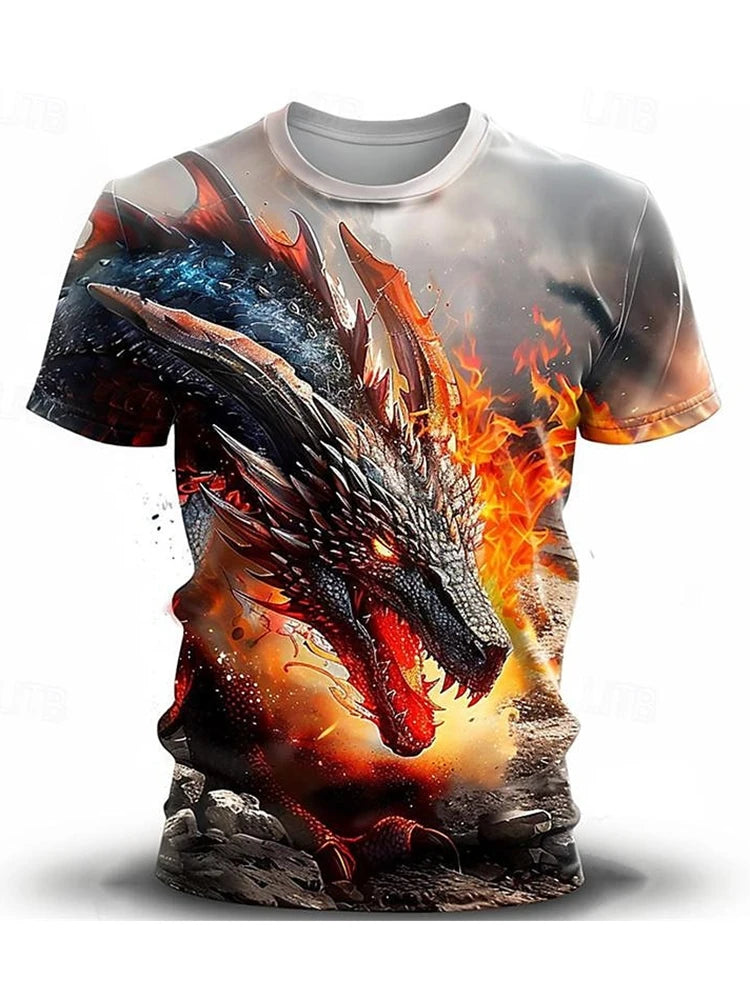 PENDRA Urban Short-Sleeve Dragon Print T-Shirt