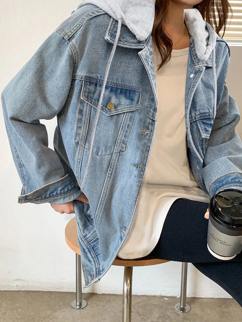 PENDRA Loose Hooded Single Jacket
