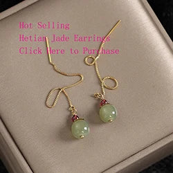 VENTFILLE Hetian Jade Ear Hook Earring Women's High-end Temperament Ethnic Style Retro Earrings Cloisonne Craft Dangler Gift