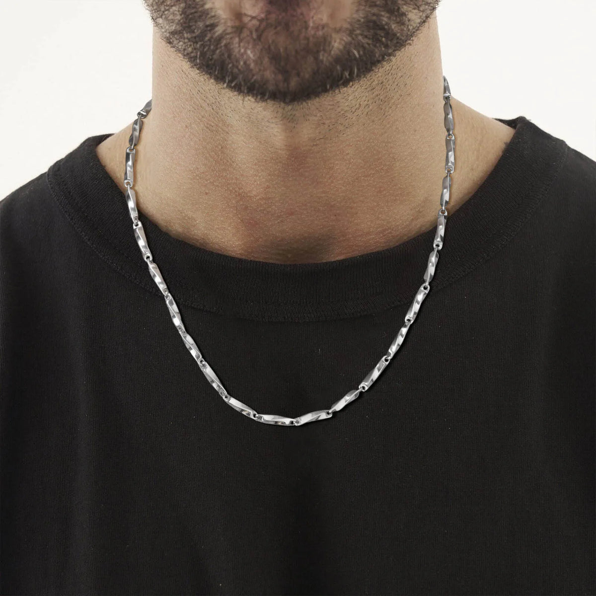 4mm Mobius Chain Necklaces for Men Boys,Thin Stainless Steel Geometric Twisted Links Choker Collar,