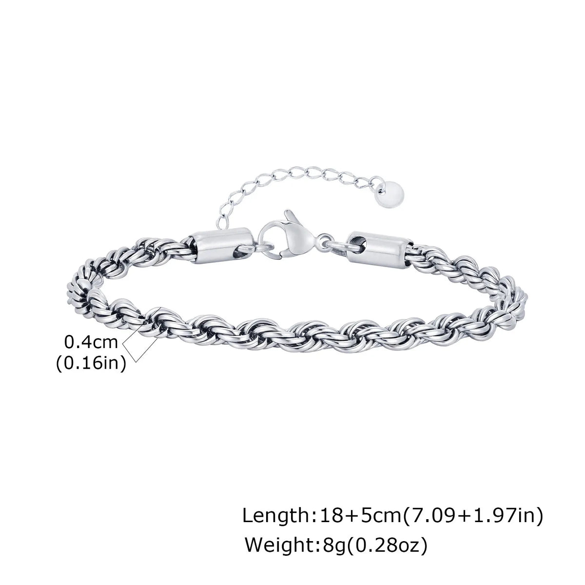 2/3/4/5mm Twist Rope Chain Bracelet for Men Women,Casual Stainless Steel Adjustable Chain Wristband,Gold/Siver Color Chain