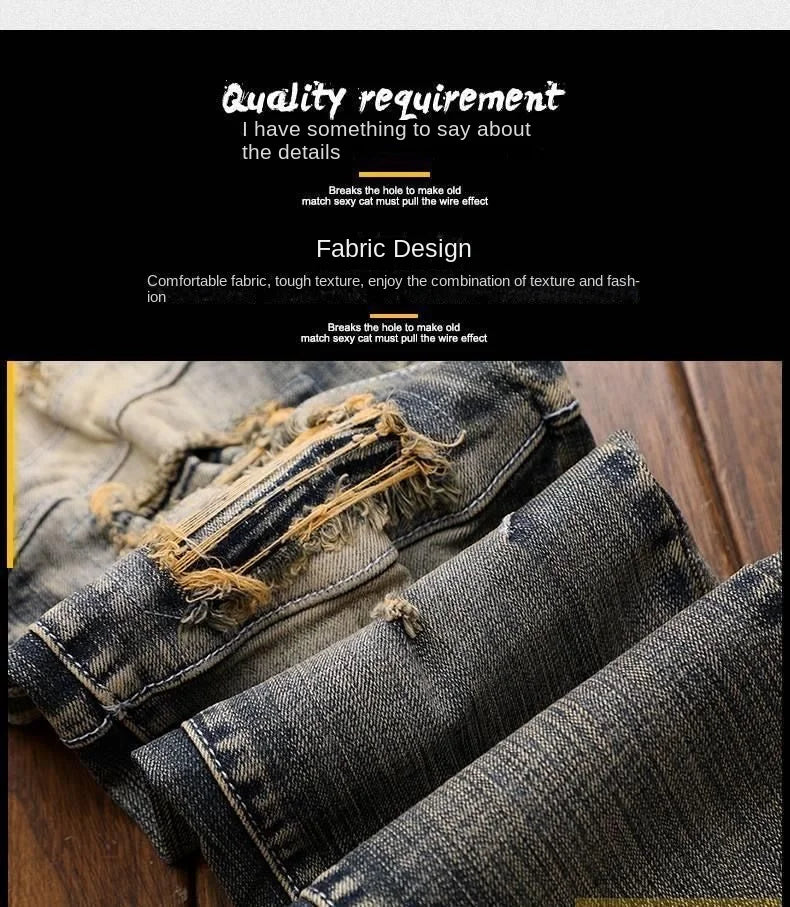 PENDRA Denim Straight Ripped Pants