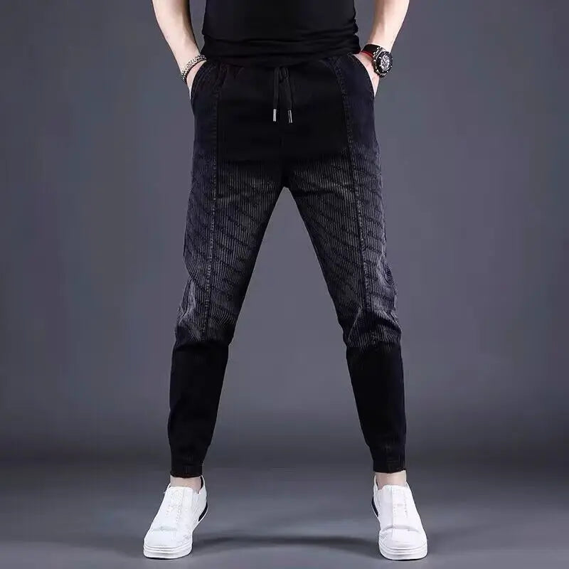 Gradual Change Color 2025 Tied Jeans Men's Summer New Loose Ruffian Handsome Small Feet Pants Trendy Brand Harlan Casual Pants