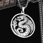 PENDRA Flying Dragon Sweater Steel Necklace