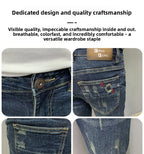 Harajuku Fashion Autumn New Blue Jeans Men's Trendy Brand Scratches Cargo Work Korean Slim-fitting Trousers Luxury Elastic Pants