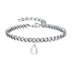 Mens Initials Cuban Links Bracelets,Stainless Steel A-Z 26 Letters Alphabet Charm Chain Wristband Adjustable,Casual Jewelry Gift