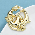 PENDRA Stainless Steel Pearl Lady Brooch