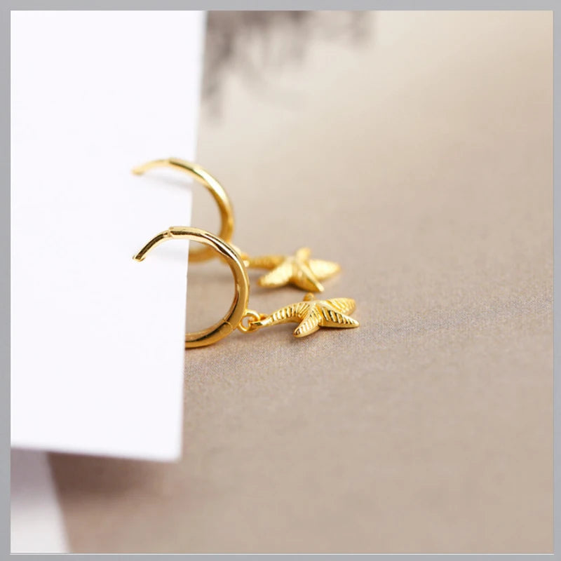 VENTFILLE 925 Sterling Silver  Starfish Hoop Earring for Women New Personality Trendy Starfish Earrings