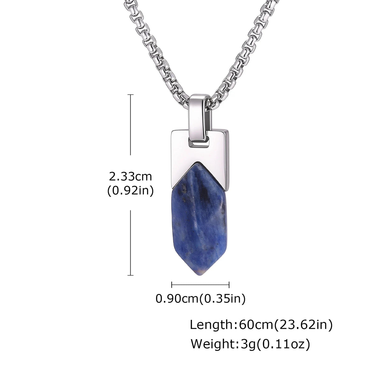 Healing Natural Stone Necklace for Men,Lapis Lazuli Stainless Steel Geometric Pendant Necklace,Stylish Jewlery Gift