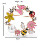 PENDRA Lovely Bee Flower Circle Brooch