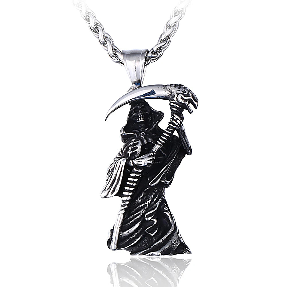 PENDRA Grimreaper Gothic Grim Reaper Scythe Skull Pendant