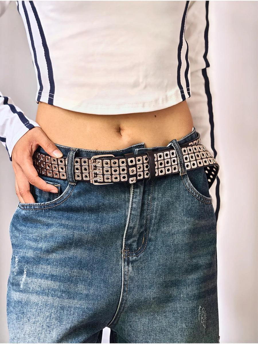 PENDRA Celesellea Genuine Leather Cross Punk Belt