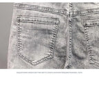 Korean Fashion Kpop Men's Casual Streetwear Boyfriend Designer Denim Shorts with Rabbit Embroidery for Summer Grey Short Jeans
