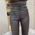 PENDRA Waist Leather Diamond Pants