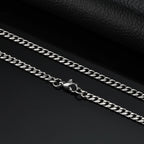 Punk Silver Color Chain Necklace for Men Women,Hip Hop Stainless Steel Braided Link Chokers,Classic Metal Jewelry Gift